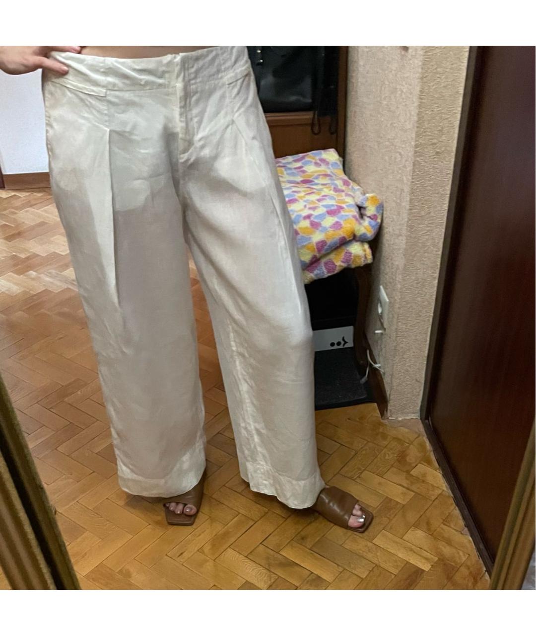 WEEKEND MAX MARA Белые льняные брюки широкие, фото 3