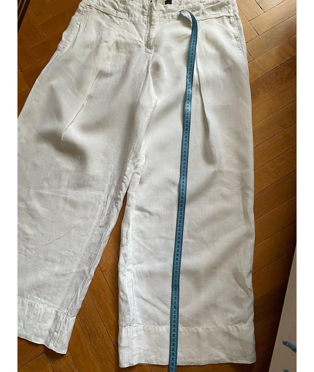 WEEKEND MAX MARA Белые льняные брюки широкие, фото 4