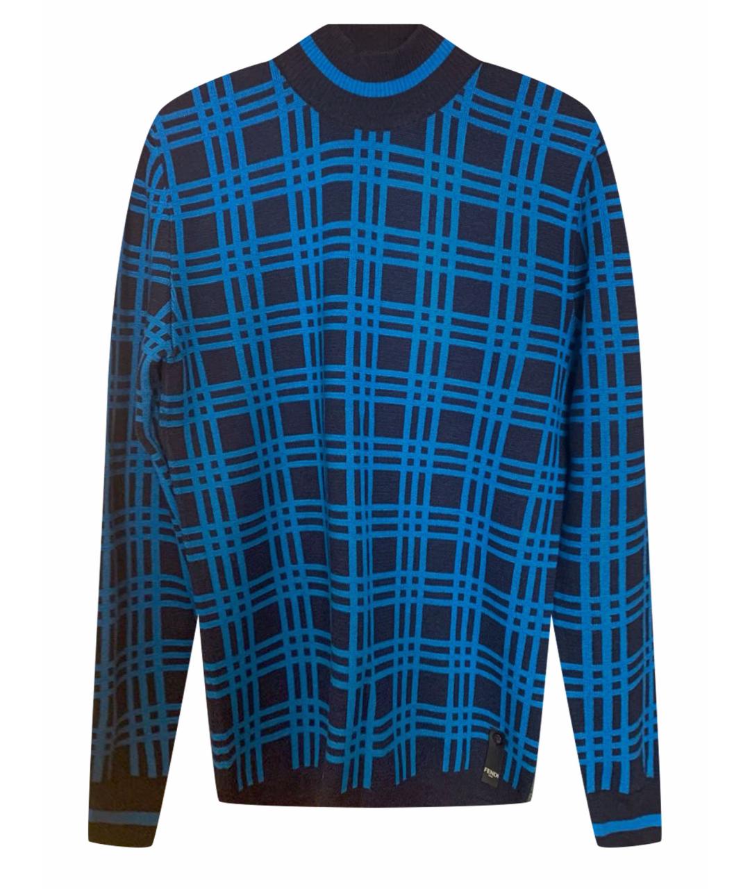 FENDI Темно-синий шерстяной джемпер / свитер, фото 1