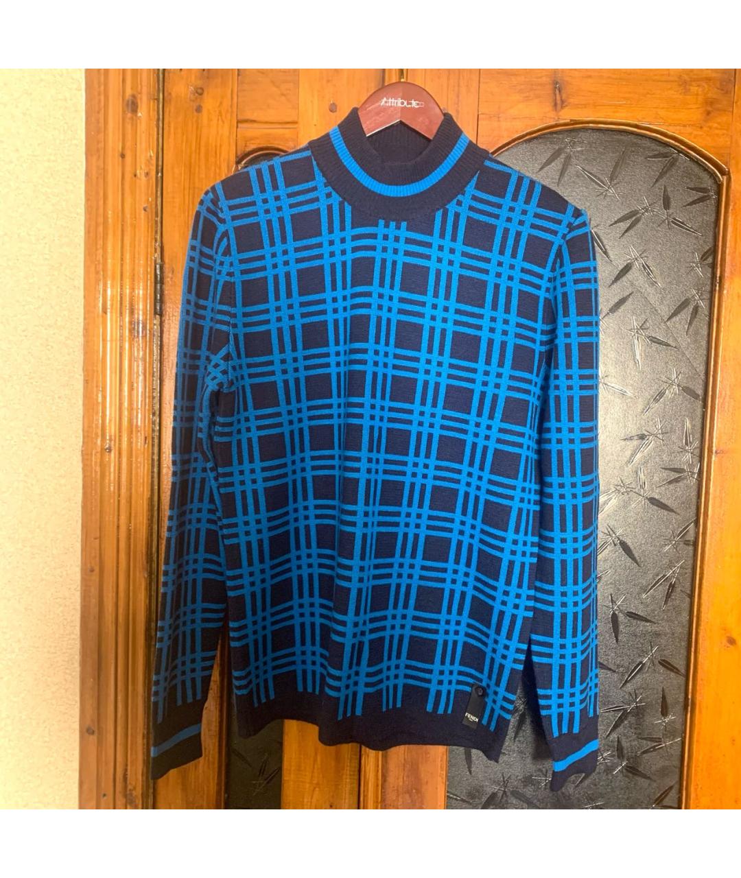 FENDI Темно-синий шерстяной джемпер / свитер, фото 9