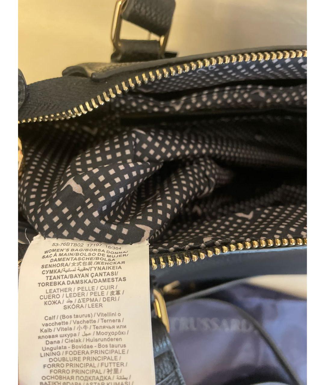 TRUSSARDI Черная кожаная сумка через плечо, фото 4