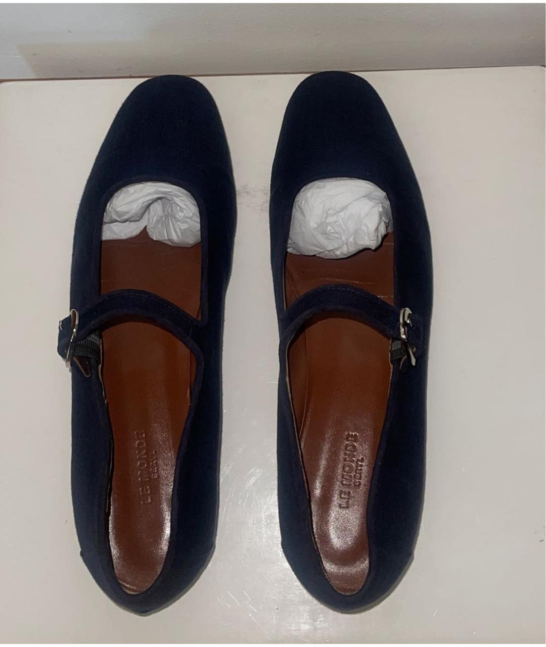 Le Monde Beryl Темно-синие текстильные балетки, фото 3