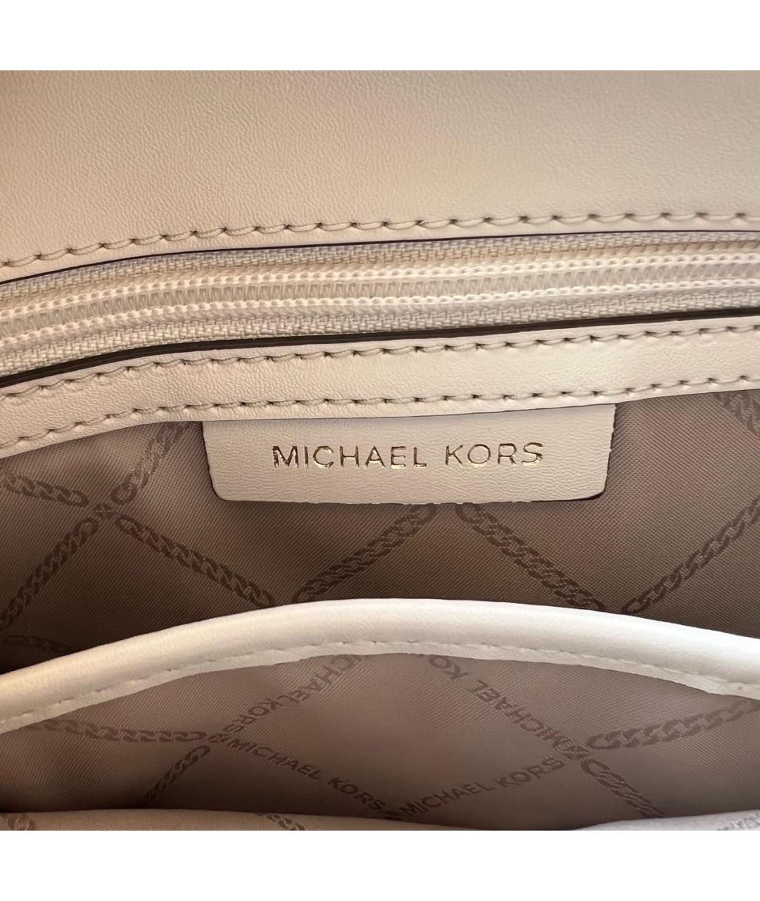 MICHAEL KORS Бежевая кожаная сумка через плечо, фото 8