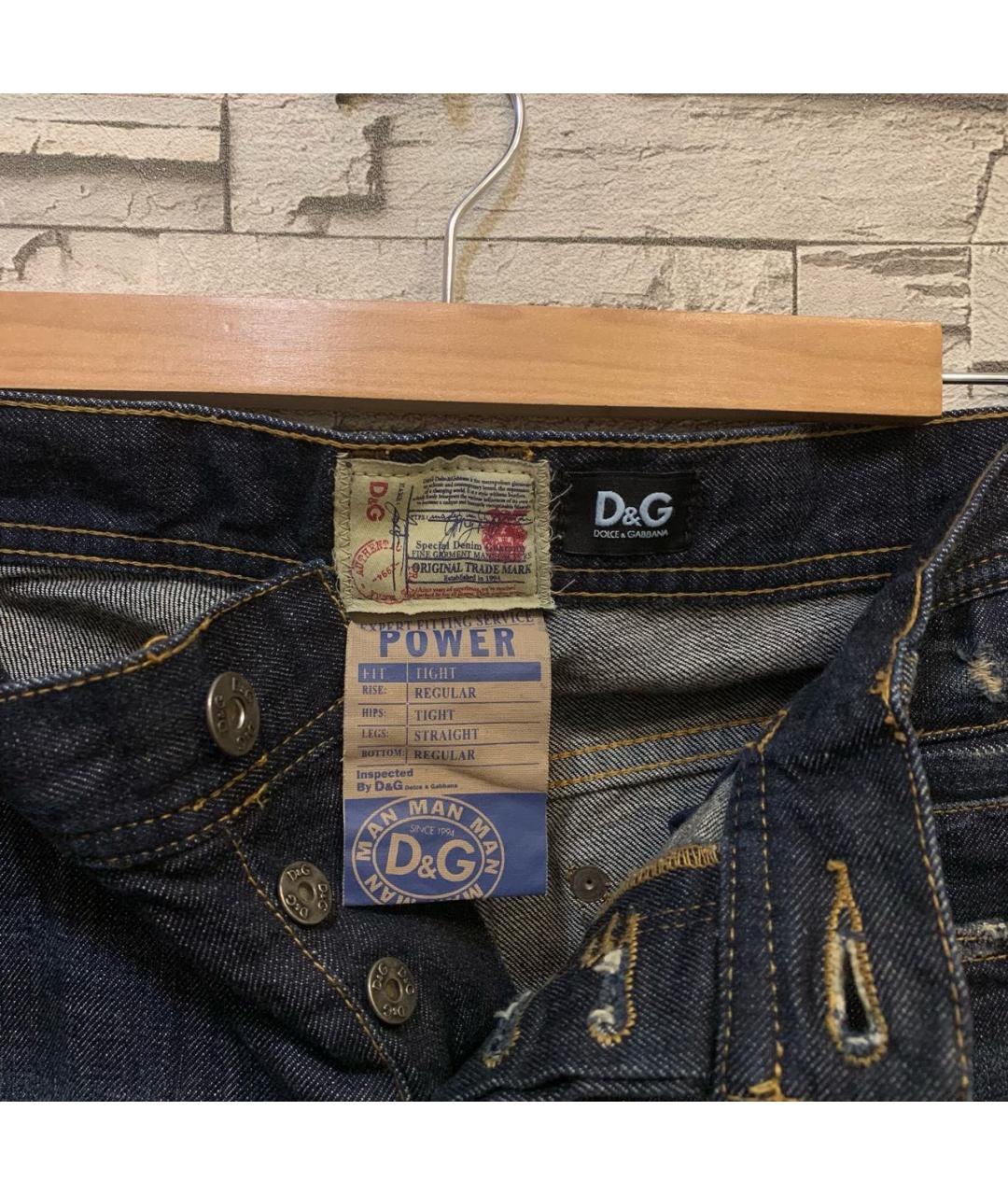 DOLCE & GABBANA VINTAGE Темно-синие хлопковые прямые джинсы, фото 3