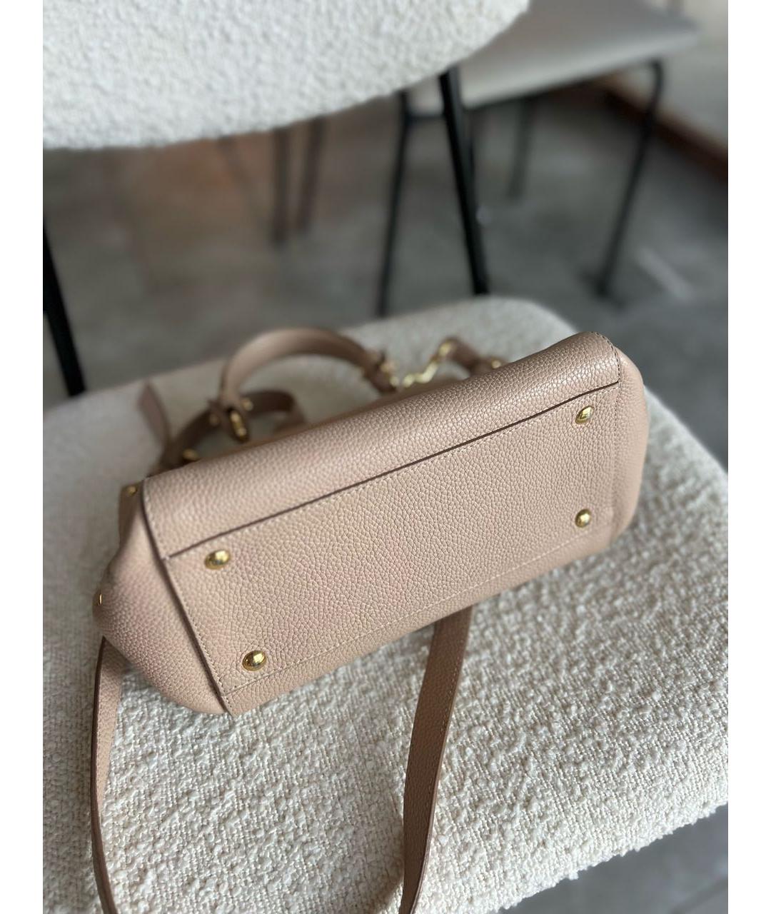 FERRAGAMO Бежевая кожаная сумка с короткими ручками, фото 2