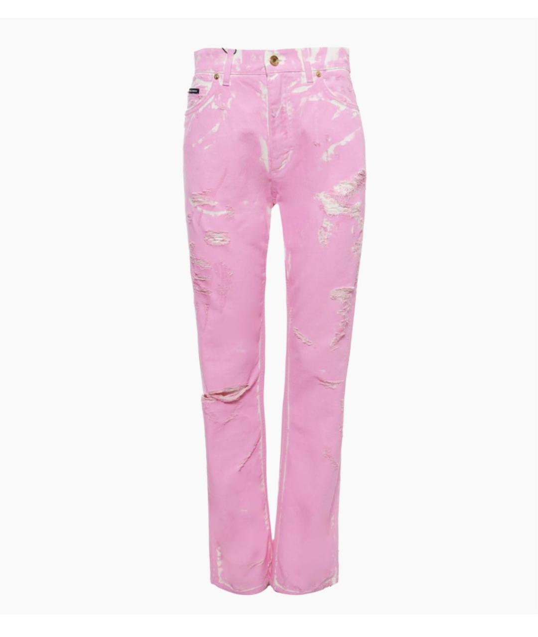 DOLCE&GABBANA Розовые хлопковые прямые джинсы, фото 9