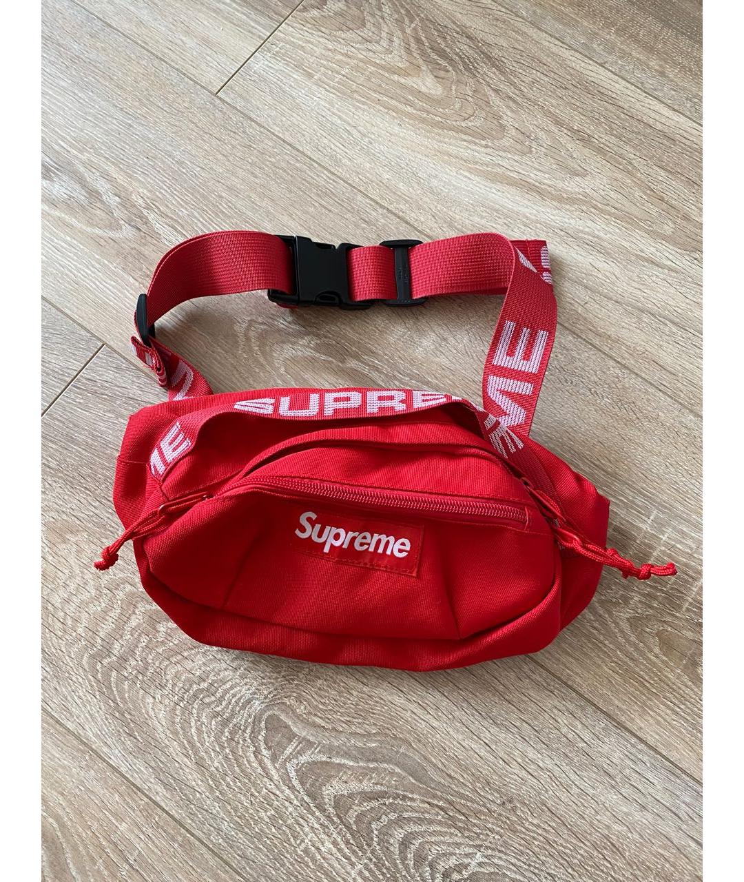 SUPREME Красная синтетическая поясная сумка, фото 5