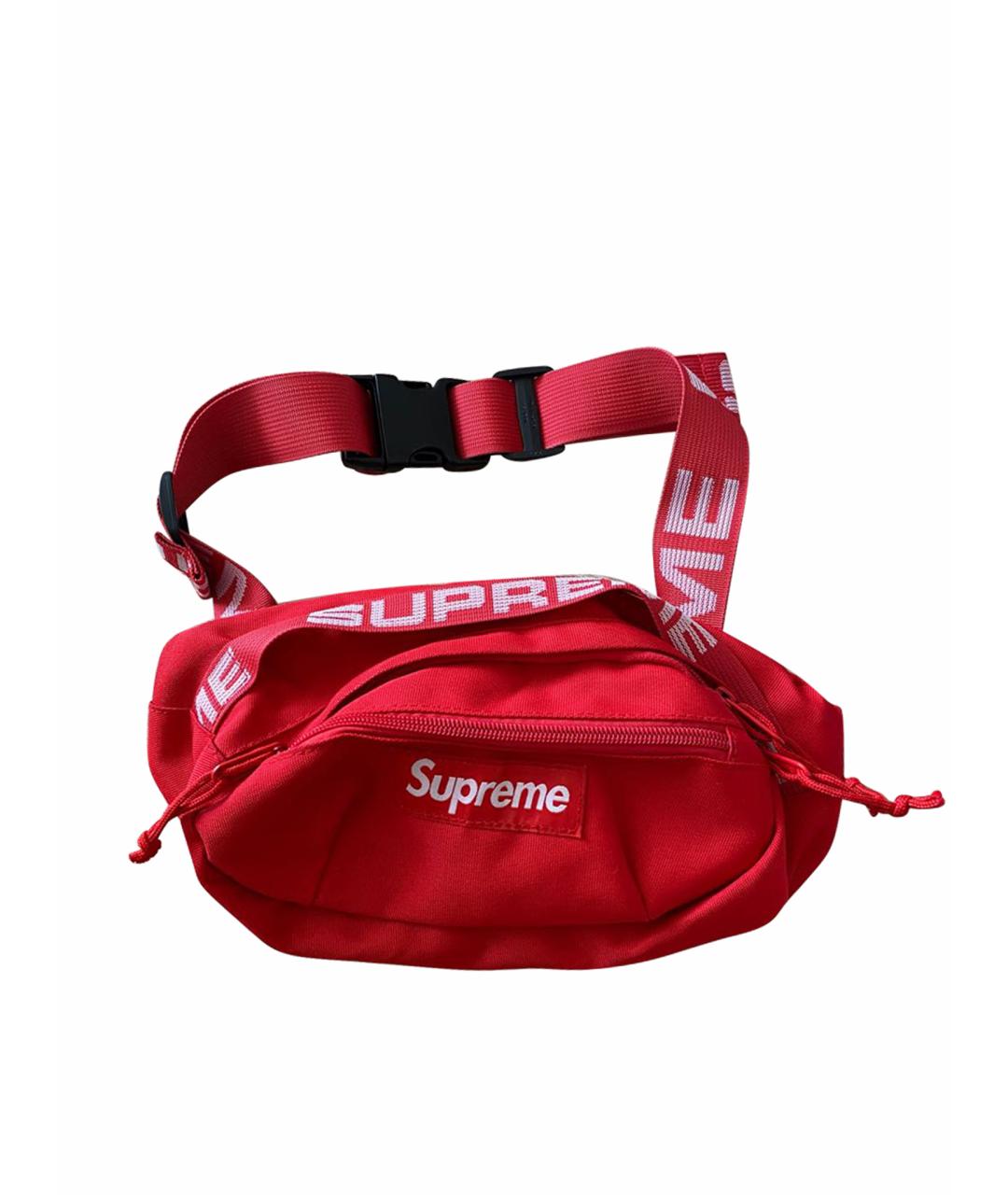 SUPREME Красная синтетическая поясная сумка, фото 1