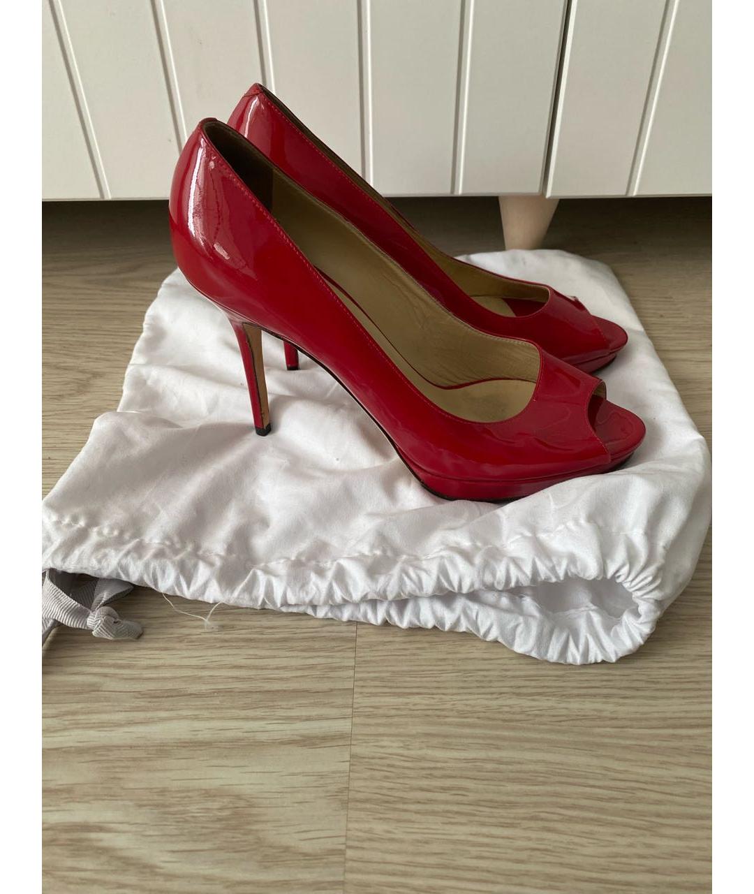 JIMMY CHOO Красные туфли из лакированной кожи, фото 6