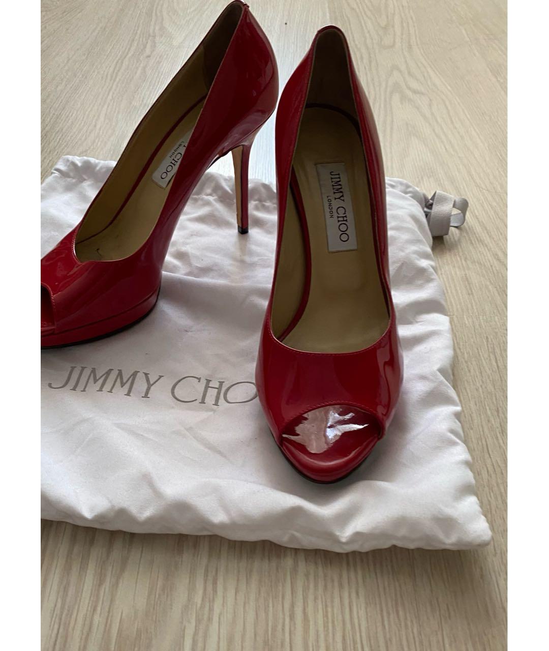 JIMMY CHOO Красные туфли из лакированной кожи, фото 5
