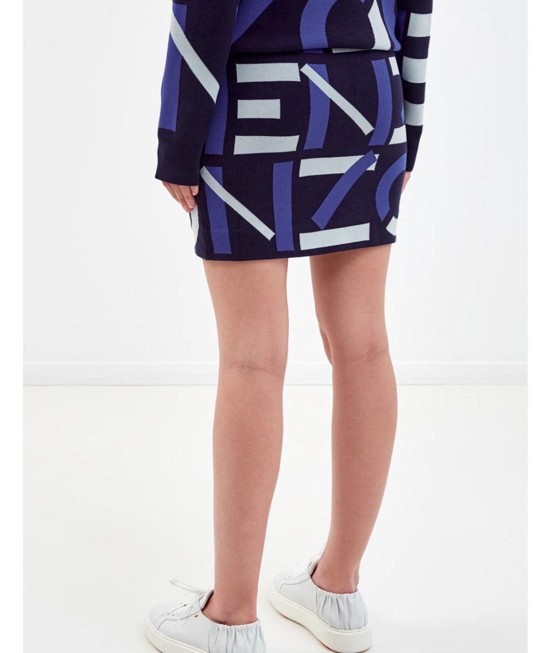 KENZO Синяя хлопковая юбка мини, фото 4