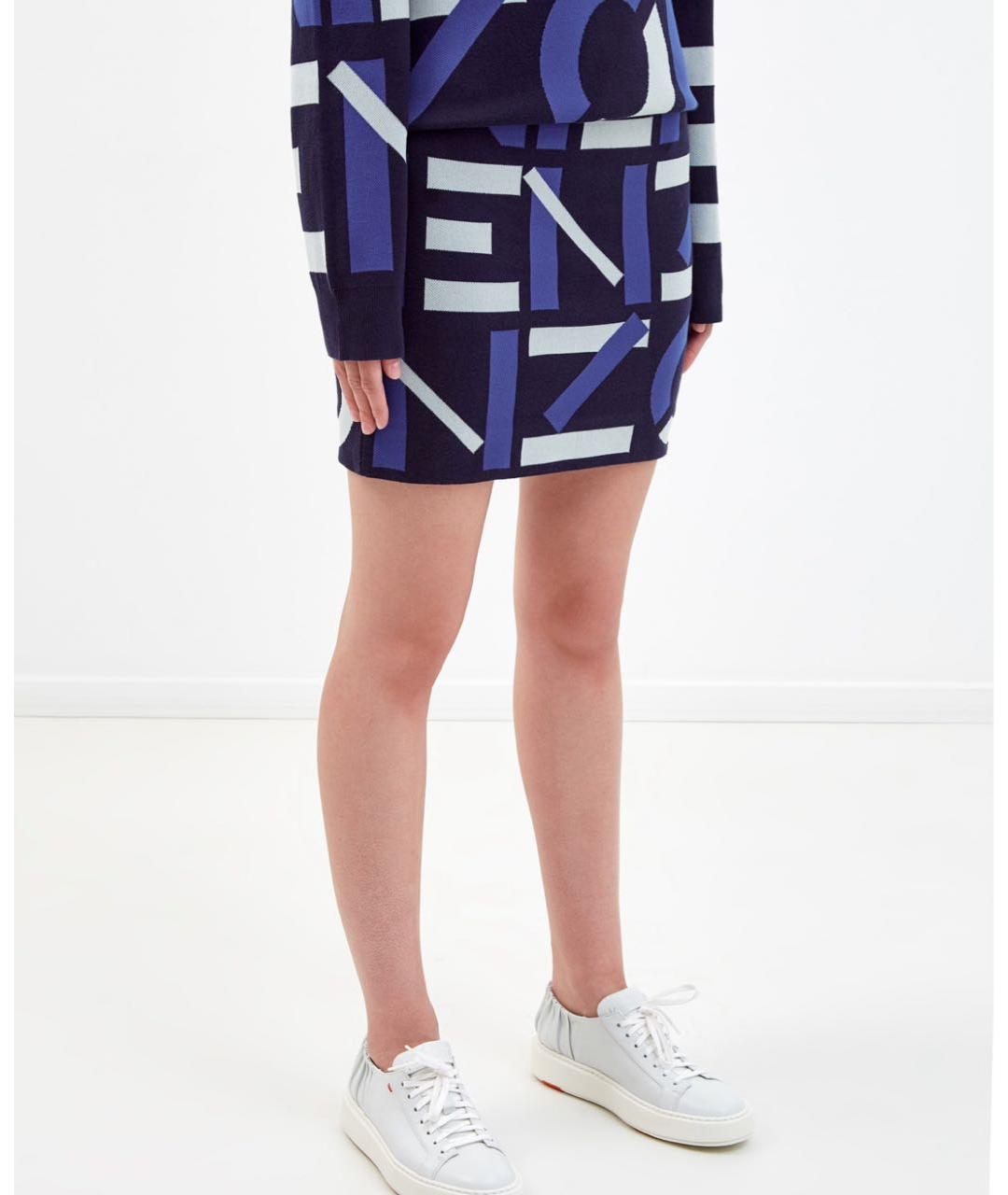 KENZO Синяя хлопковая юбка мини, фото 3