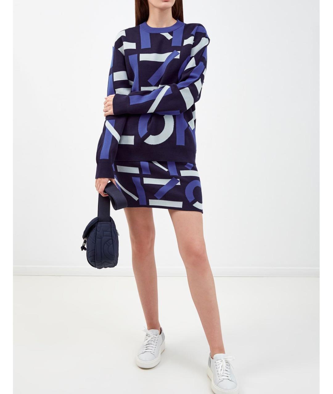 KENZO Синяя хлопковая юбка мини, фото 2