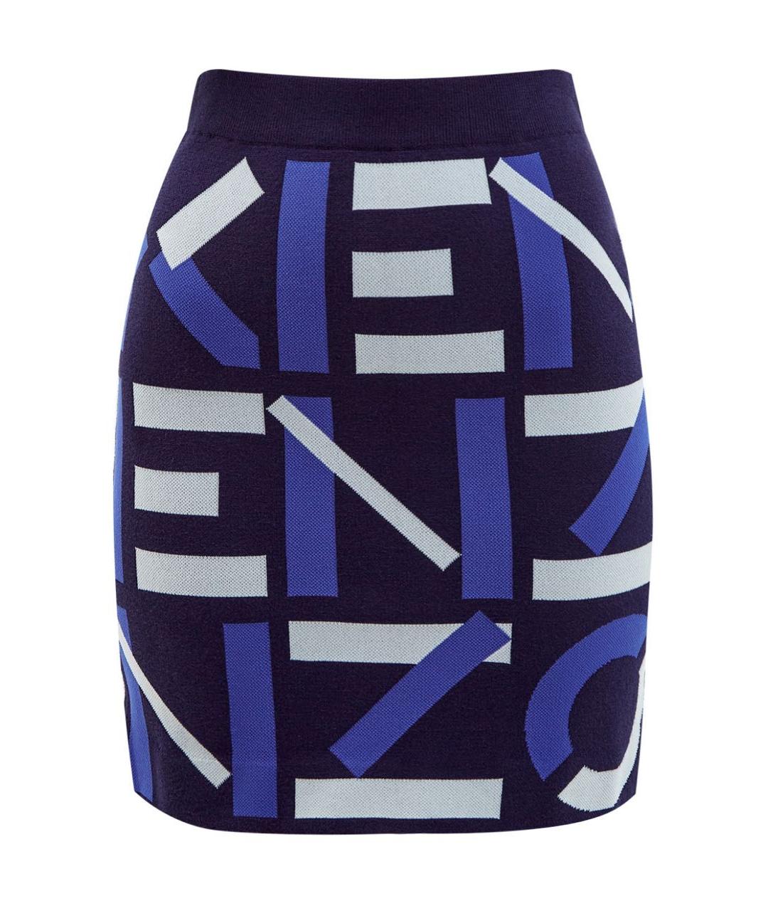KENZO Синяя хлопковая юбка мини, фото 1