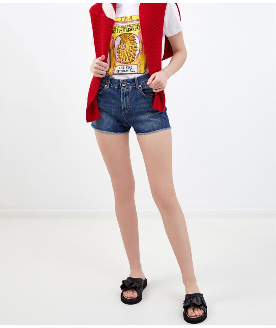 RED VALENTINO Синие деним шорты, фото 2