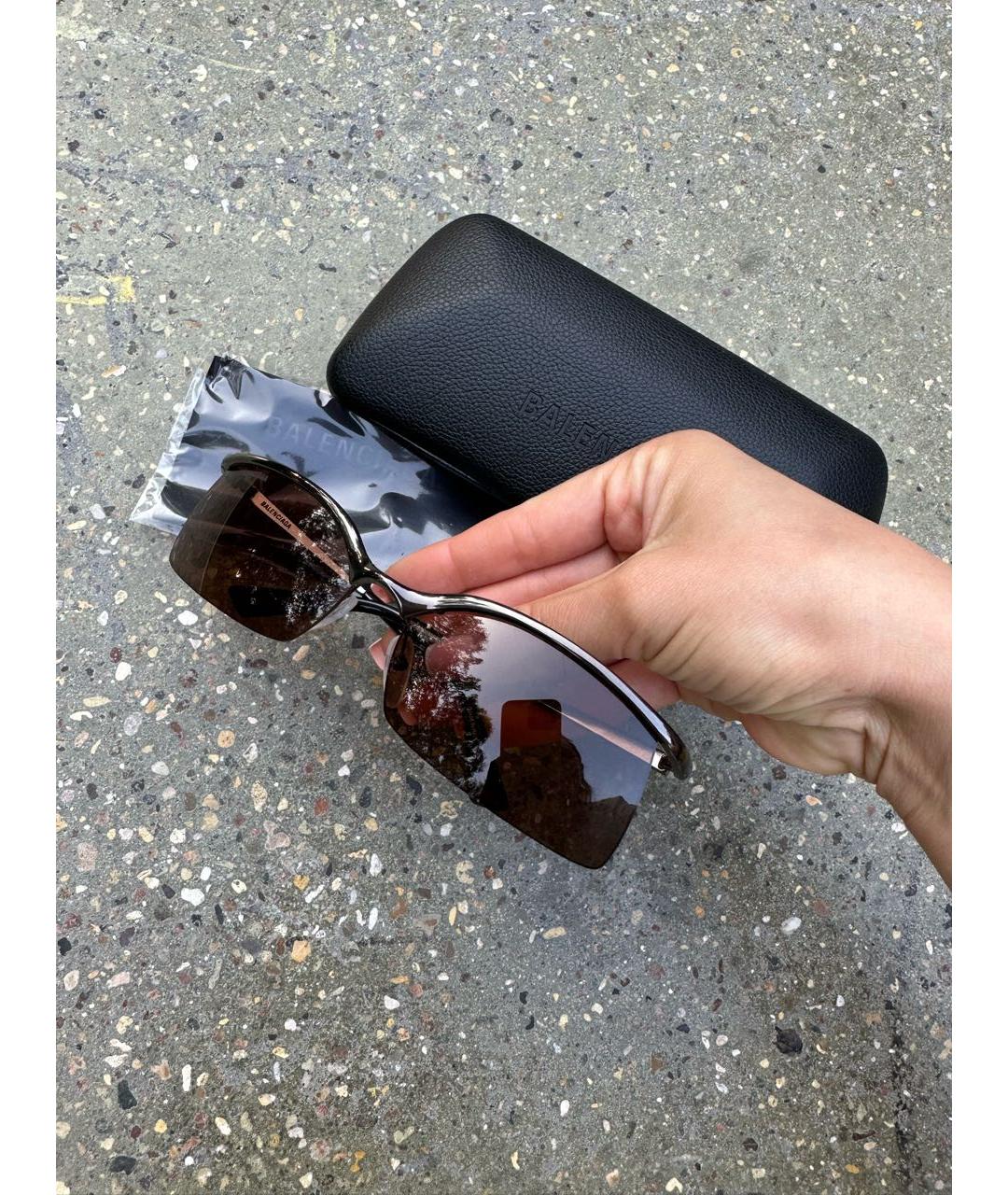 BALENCIAGA Коричневые металлические солнцезащитные очки, фото 5