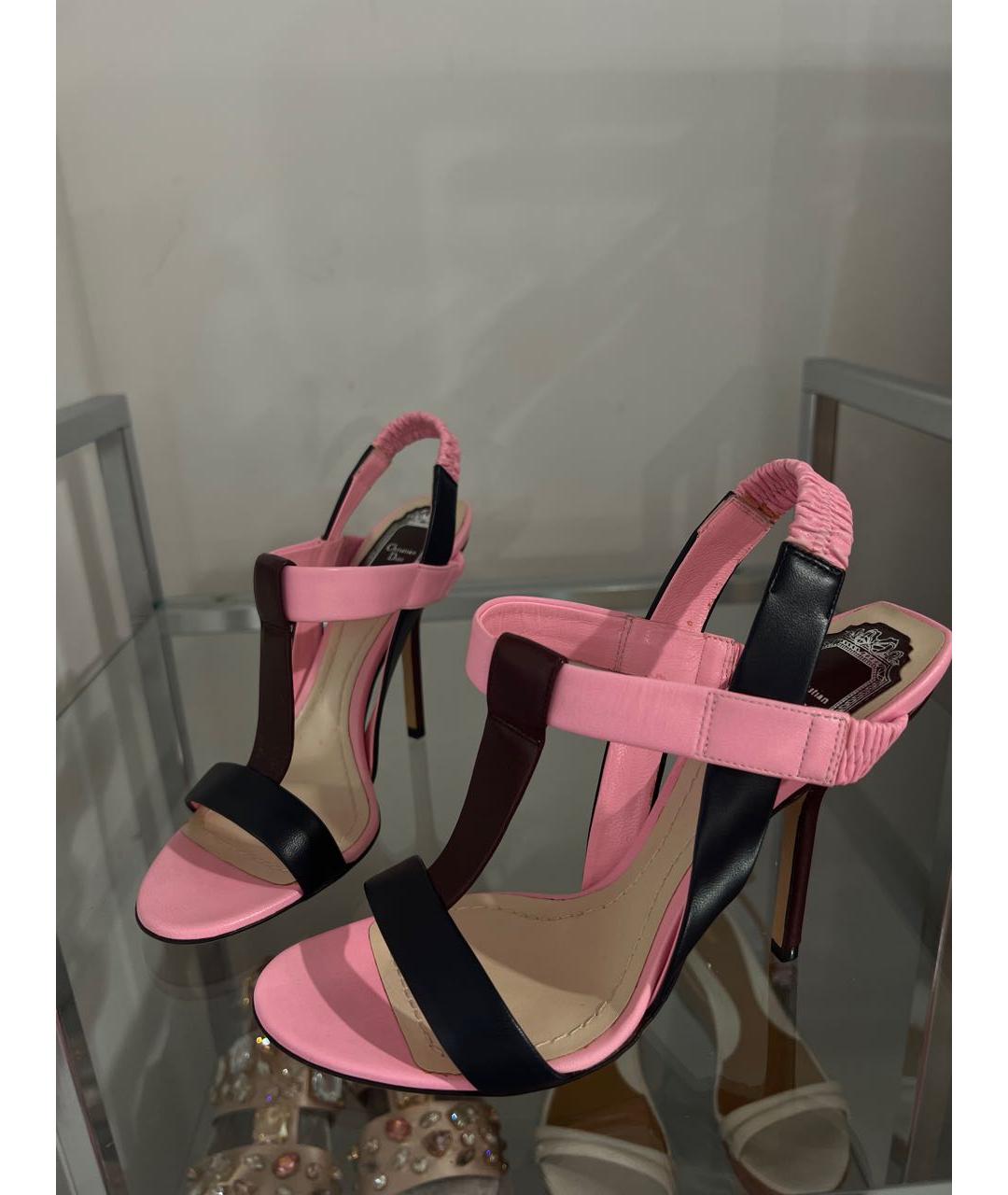 CHRISTIAN DIOR Розовые кожаные босоножки, фото 5