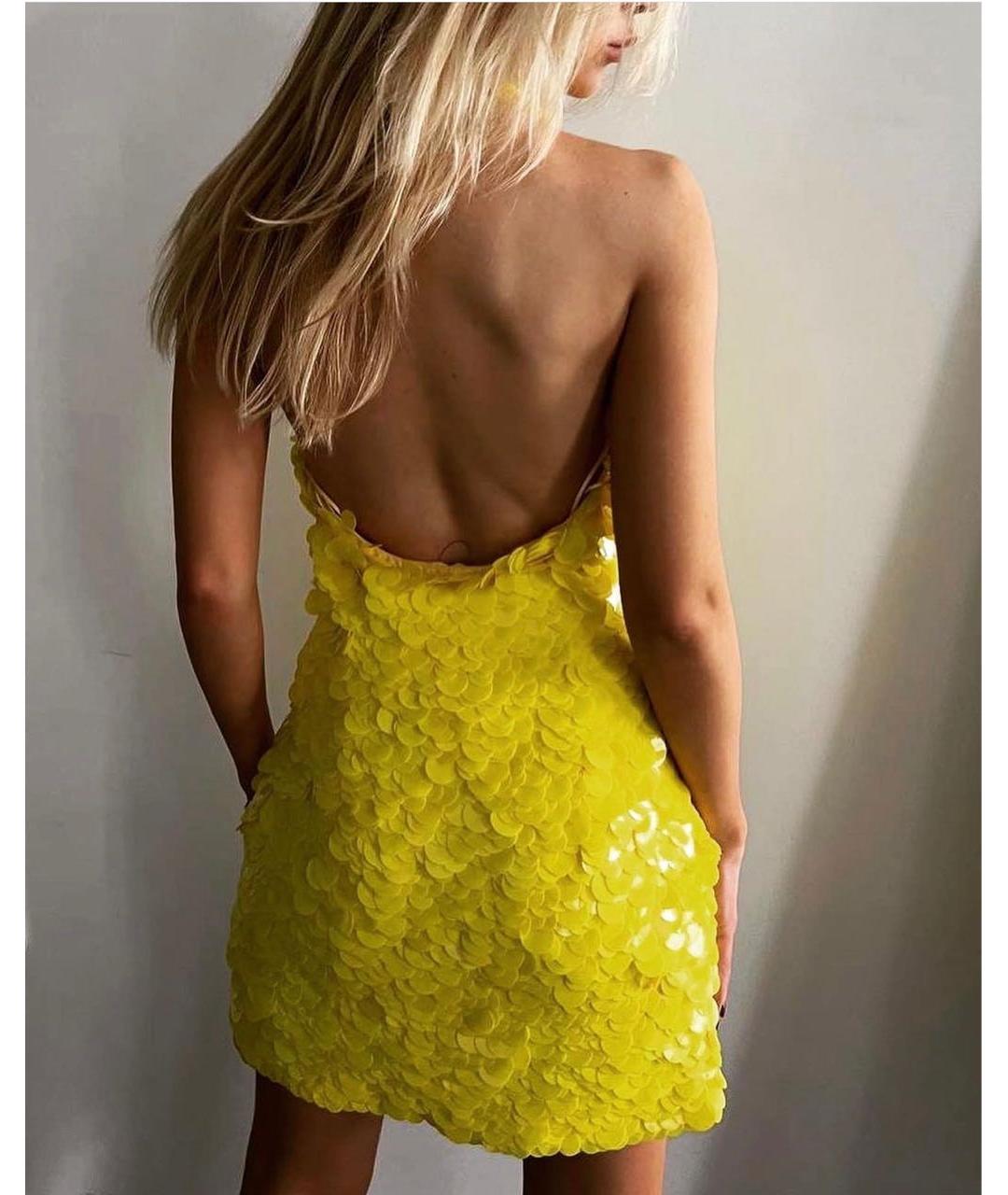 THE ATTICO Желтое полиэстеровое коктейльное платье, фото 3