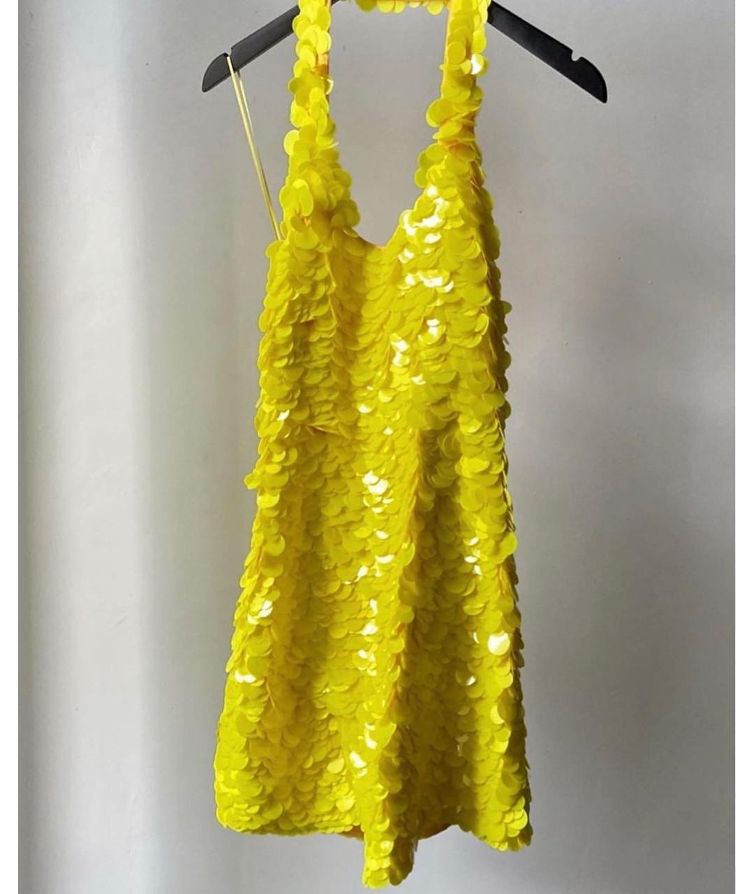 THE ATTICO Желтое полиэстеровое коктейльное платье, фото 4