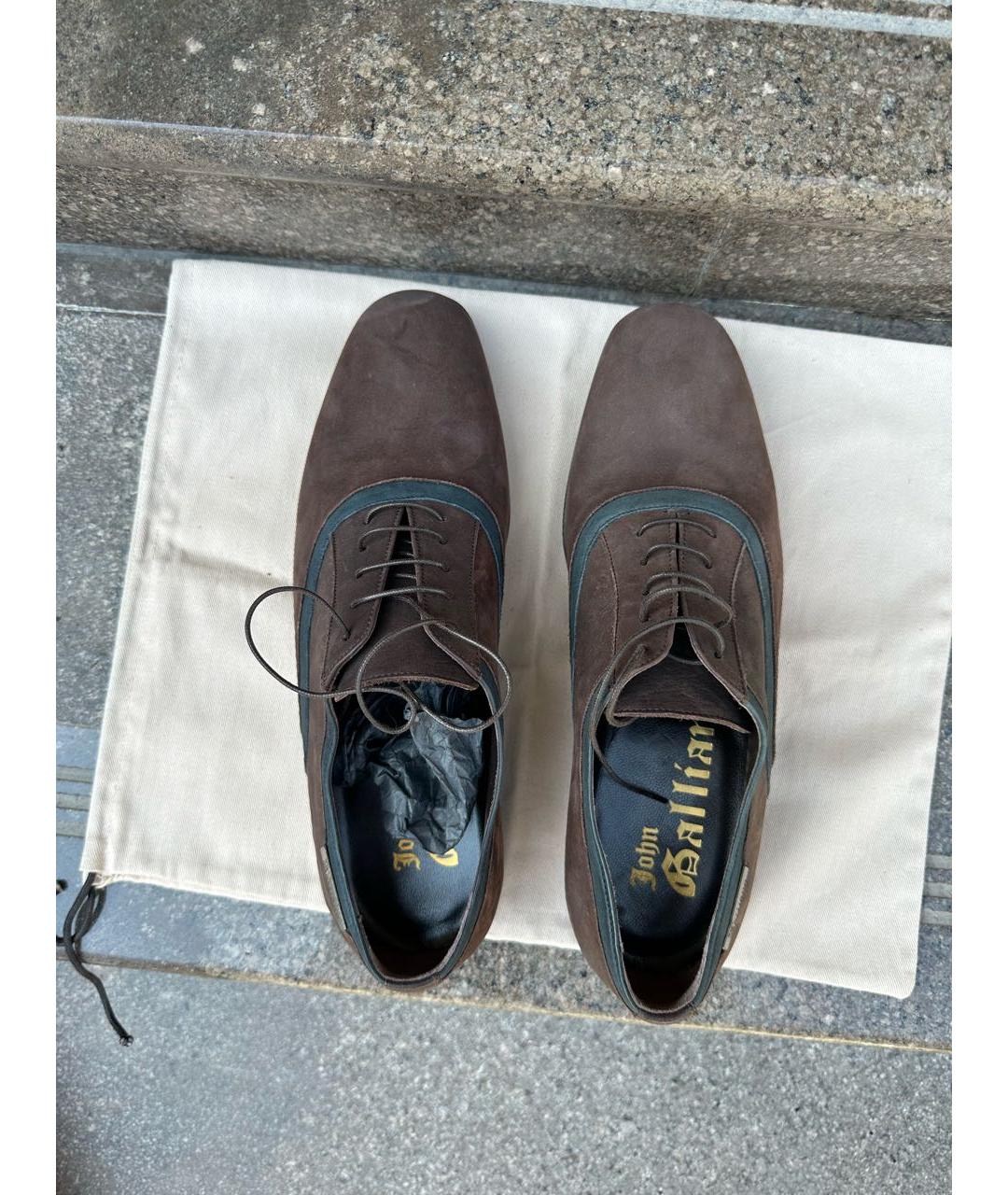JOHN GALLIANO Коричневые кожаные туфли, фото 3