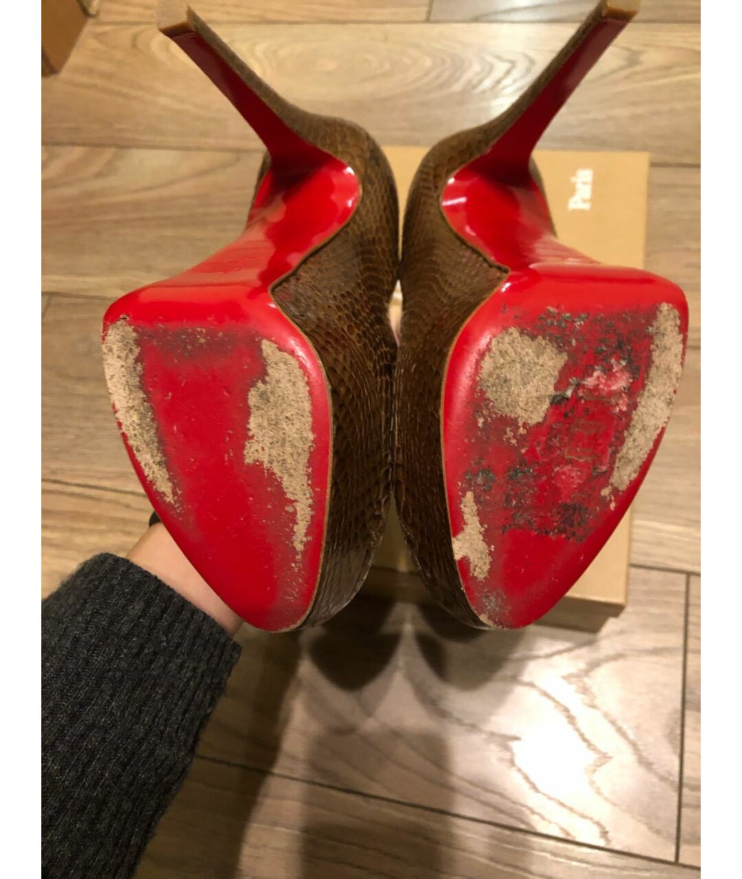 CHRISTIAN LOUBOUTIN Коричневые туфли из экзотической кожи, фото 6
