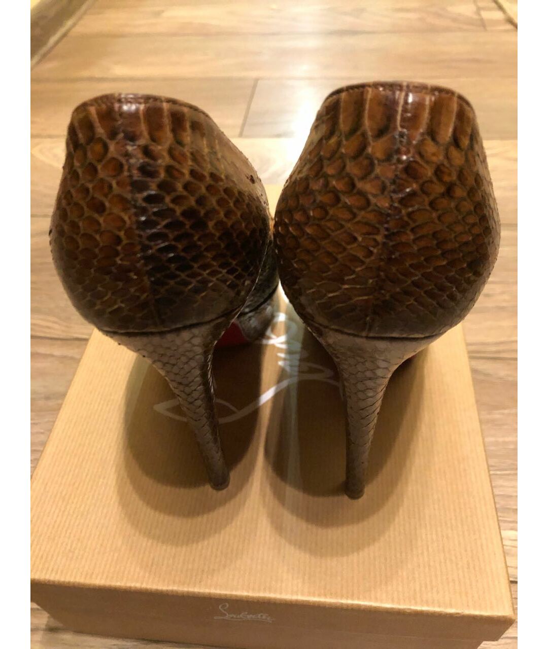 CHRISTIAN LOUBOUTIN Коричневые туфли из экзотической кожи, фото 3