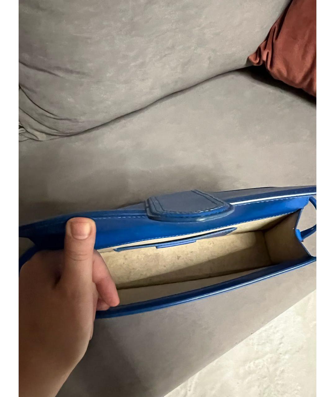 JACQUEMUS Голубая кожаная сумка тоут, фото 4