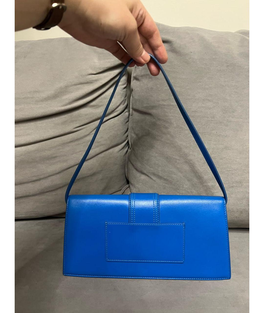 JACQUEMUS Голубая кожаная сумка тоут, фото 3
