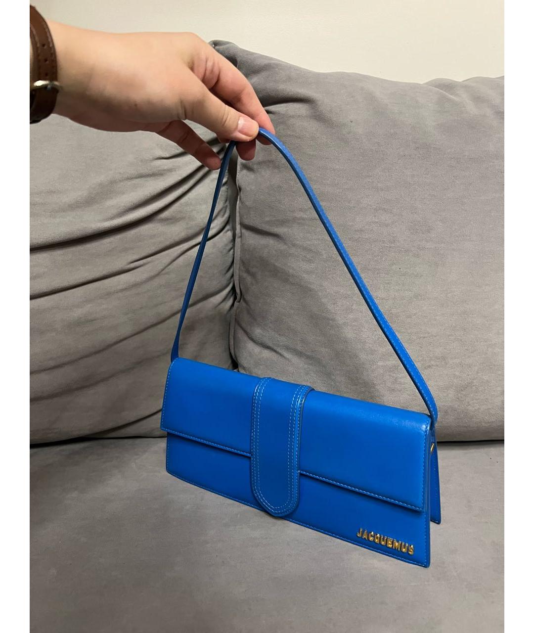 JACQUEMUS Голубая кожаная сумка тоут, фото 2