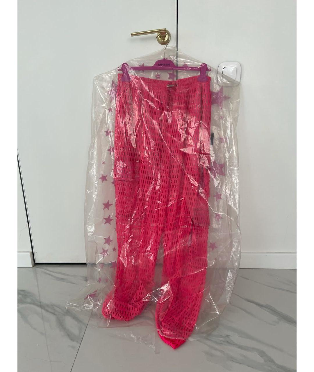 KHRISJOY Розовые сетчатые брюки широкие, фото 3