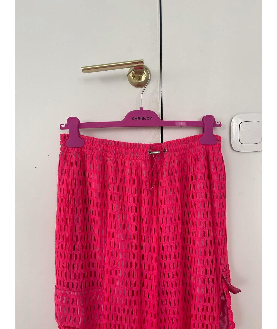 KHRISJOY Розовые сетчатые брюки широкие, фото 4