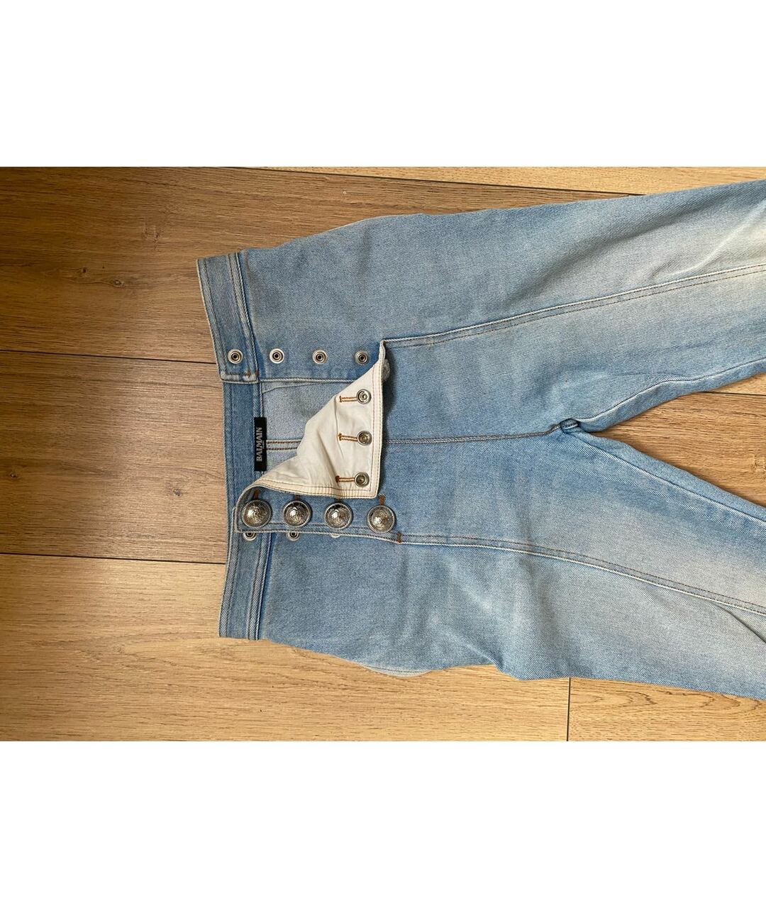BALMAIN Голубые хлопковые прямые джинсы, фото 4