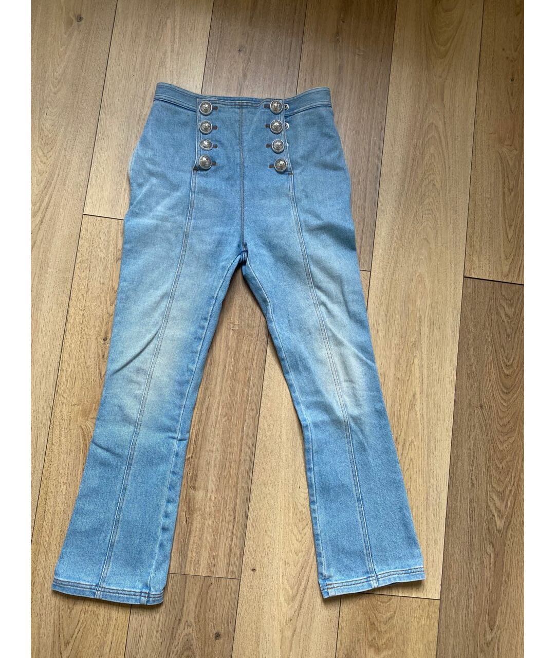 BALMAIN Голубые хлопковые прямые джинсы, фото 9