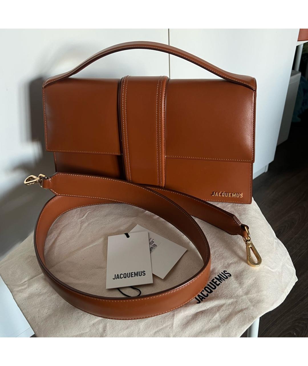 JACQUEMUS Коричневая кожаная сумка через плечо, фото 2
