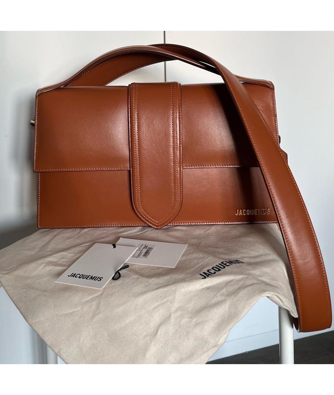 JACQUEMUS Коричневая кожаная сумка через плечо, фото 5