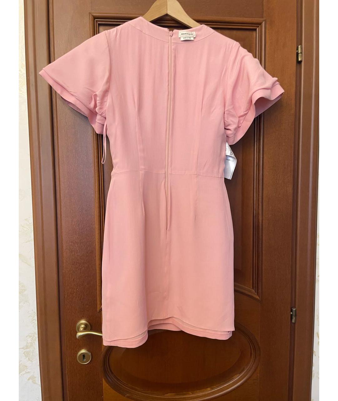 ALEXANDER MCQUEEN Розовое шерстяное коктейльное платье, фото 3