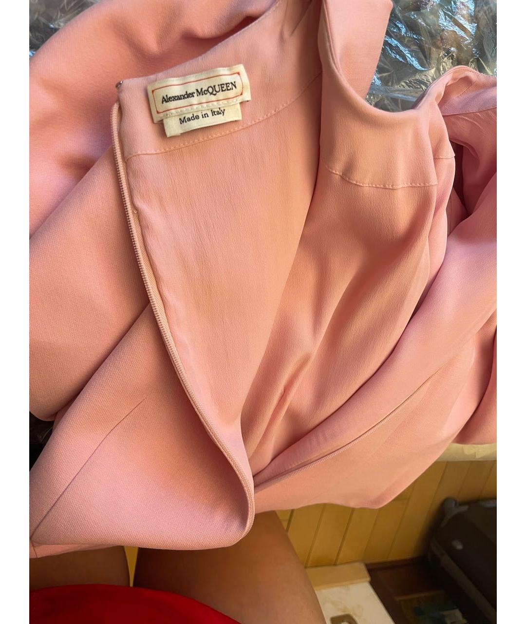 ALEXANDER MCQUEEN Розовое шерстяное коктейльное платье, фото 4