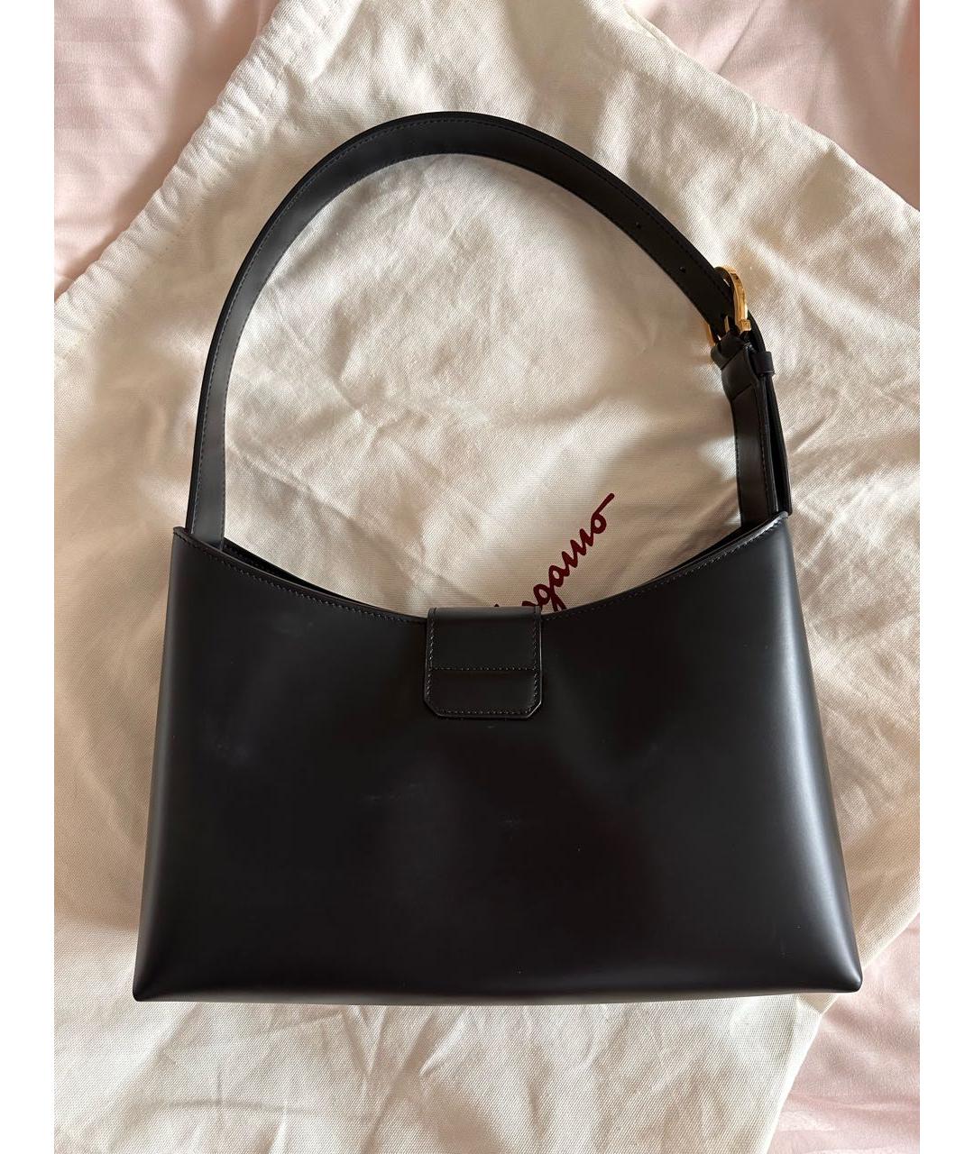 FERRAGAMO Черная кожаная сумка с короткими ручками, фото 3