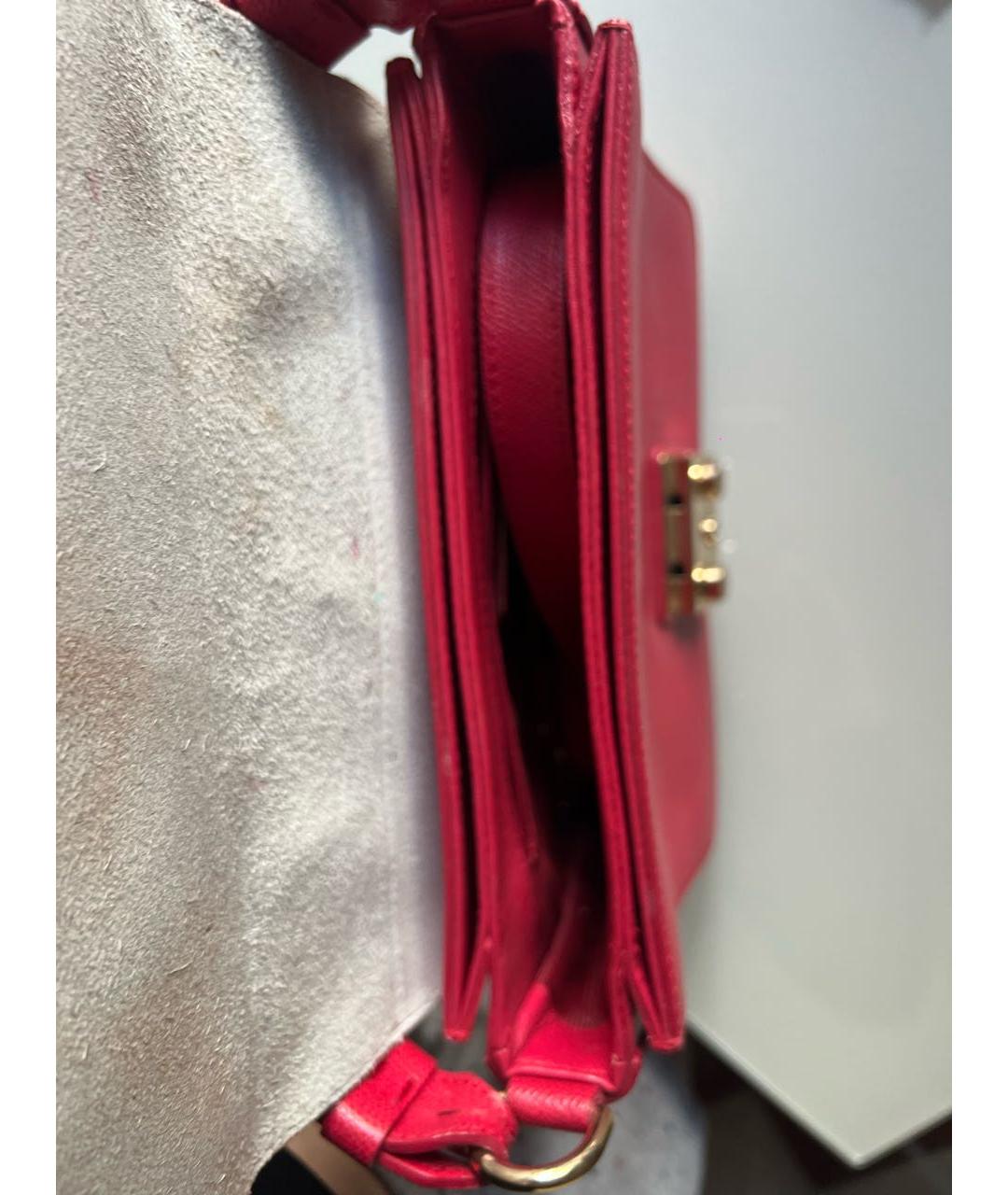 FURLA Бордовая кожаная сумка с короткими ручками, фото 4