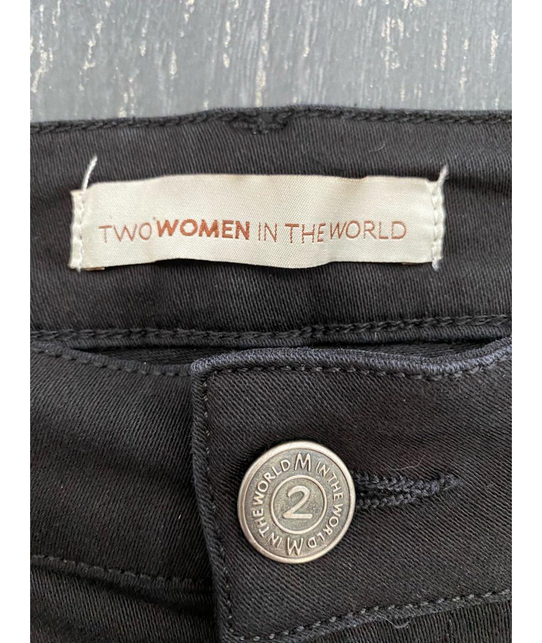 TWO WOMEN IN THE WORLD Черные хлопко-эластановые джинсы слим, фото 4