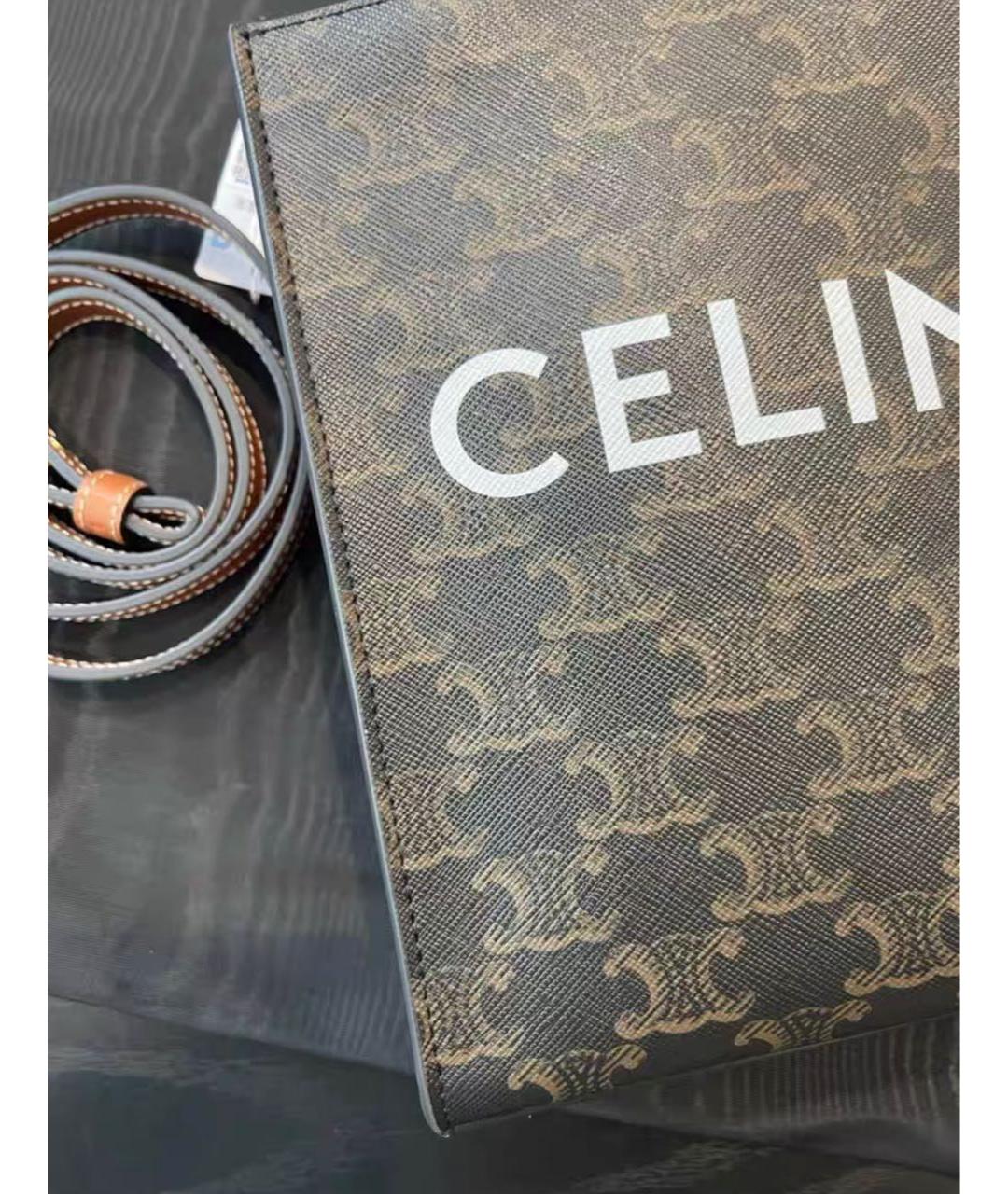 CELINE Коричневая кожаная сумка через плечо, фото 4