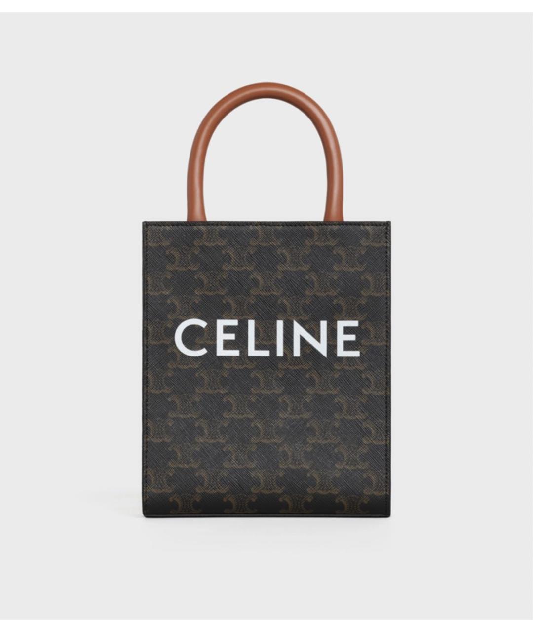 CELINE Коричневая кожаная сумка через плечо, фото 7