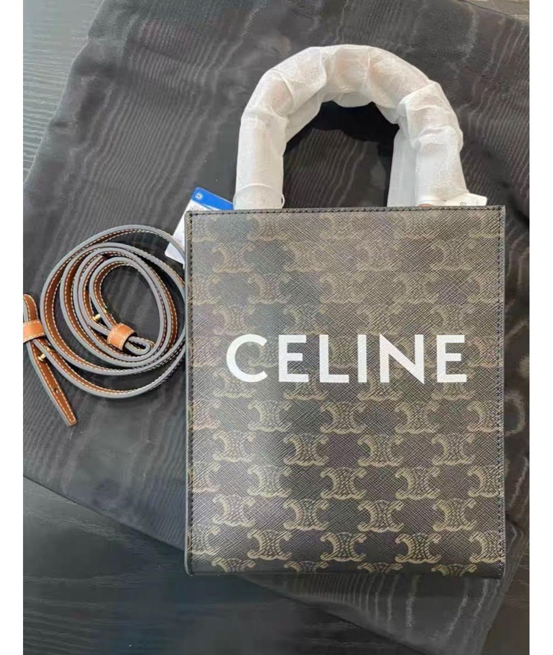 CELINE Коричневая кожаная сумка через плечо, фото 2