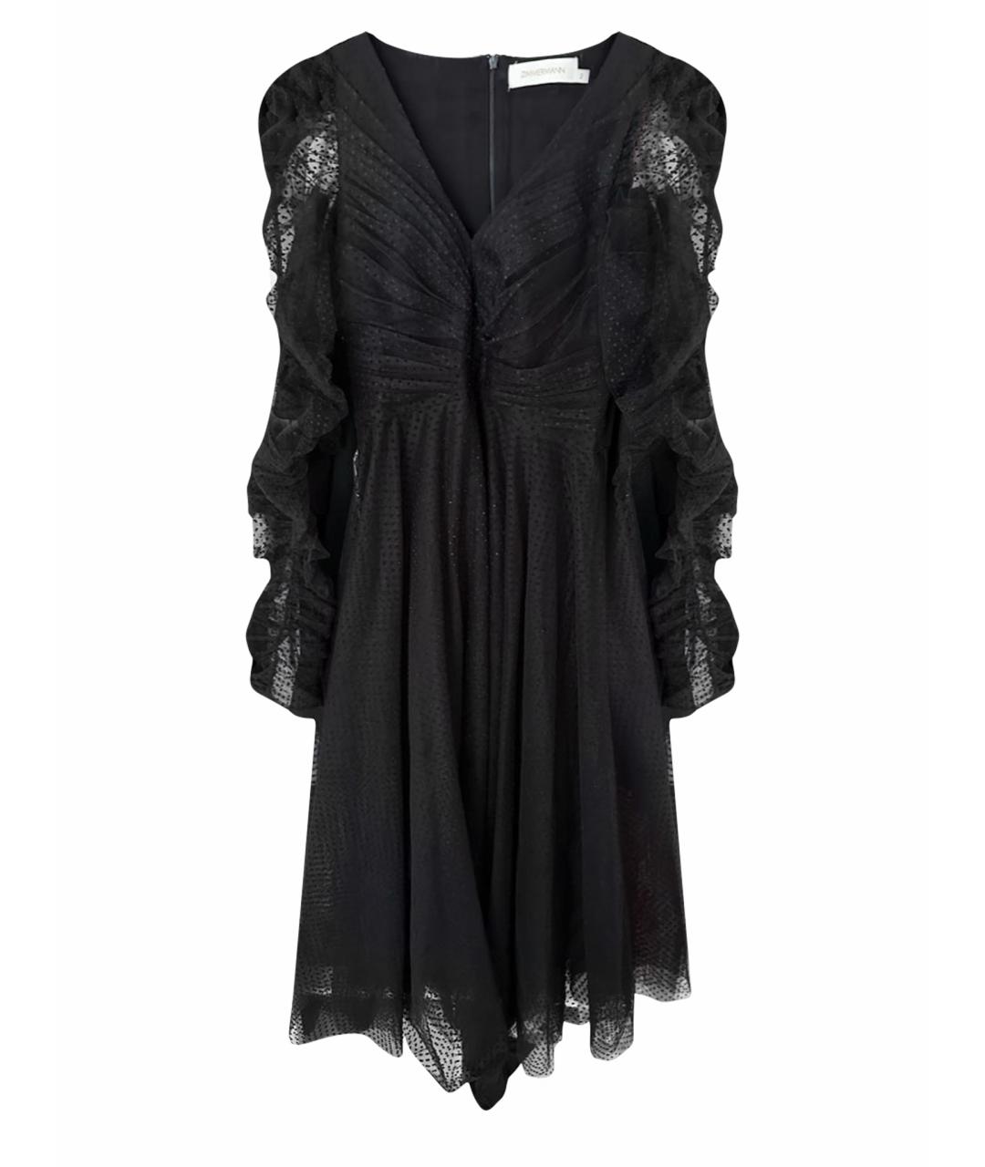 ZIMMERMANN Черное сетчатое вечернее платье, фото 1