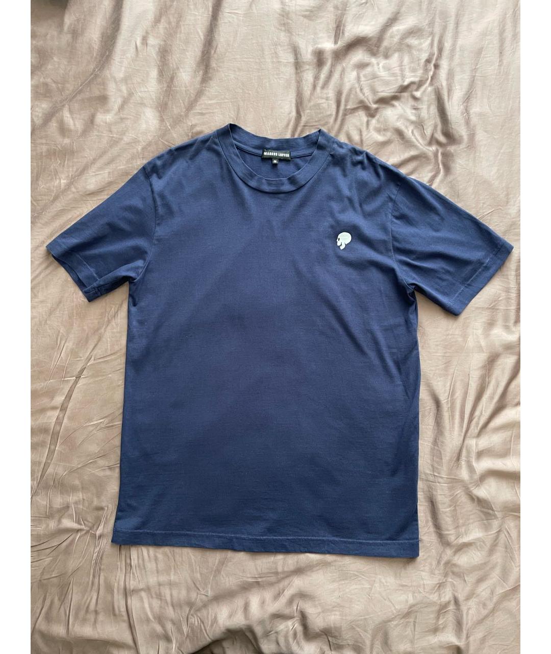 MARKUS LUPFER Темно-синяя хлопковая футболка, фото 7
