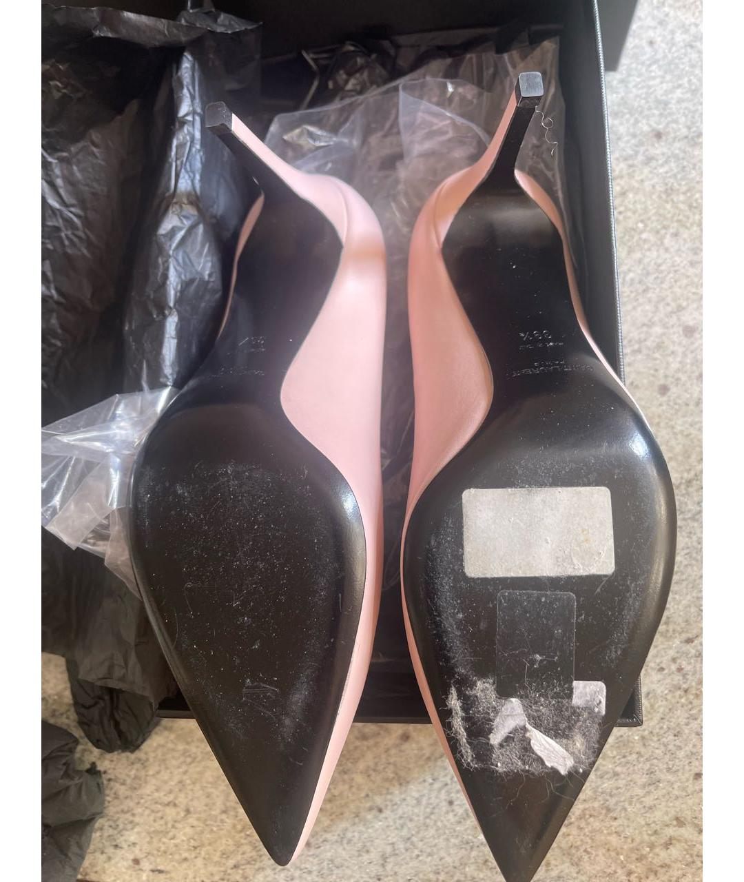 SAINT LAURENT Розовые кожаные туфли, фото 5