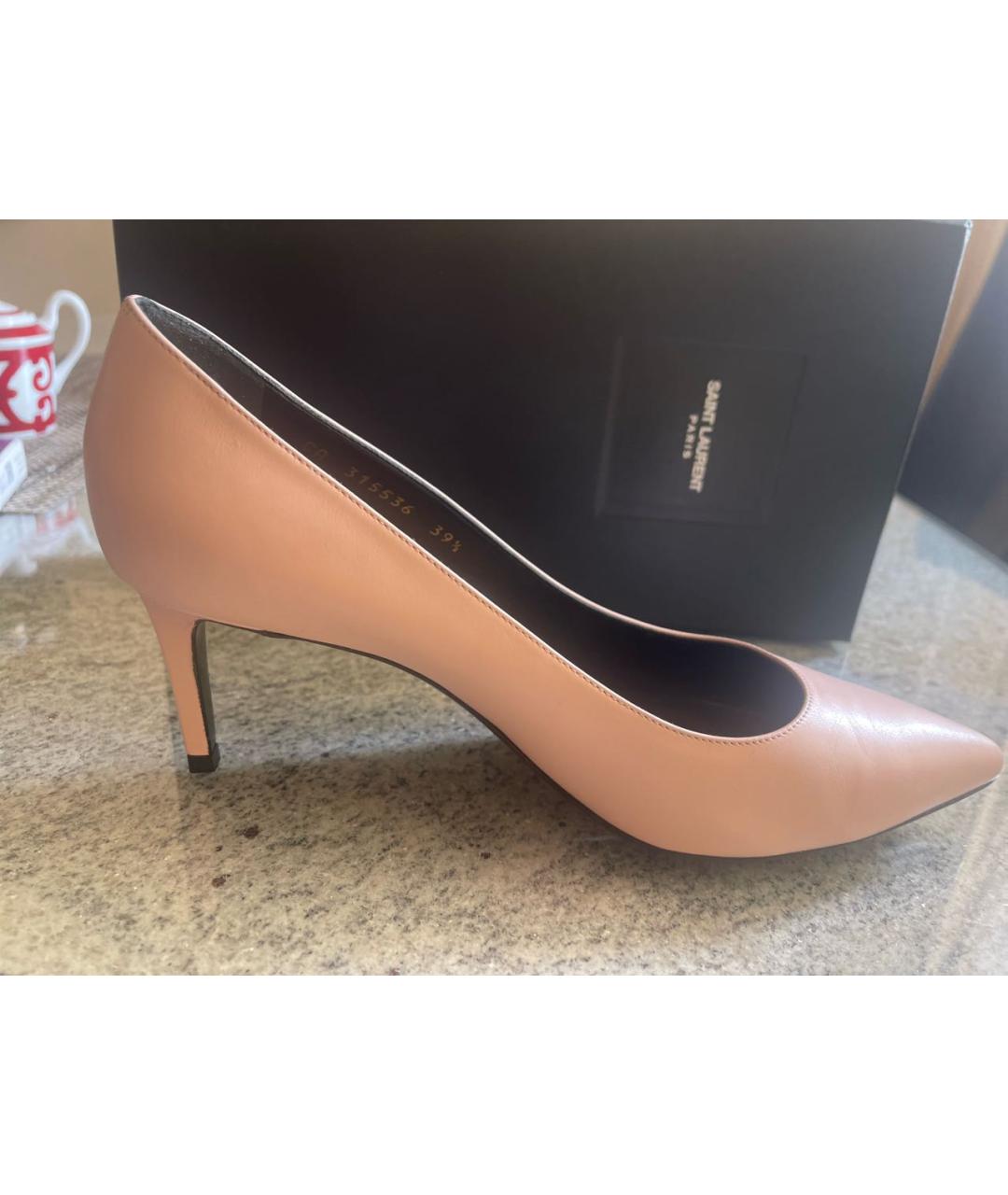 SAINT LAURENT Розовые кожаные туфли, фото 7