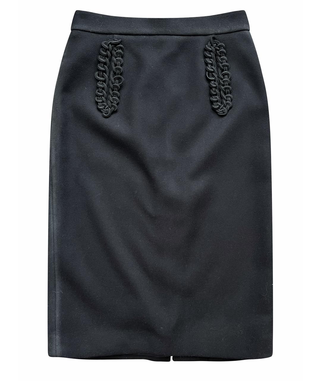 PRADA Черная шерстяная юбка миди, фото 1