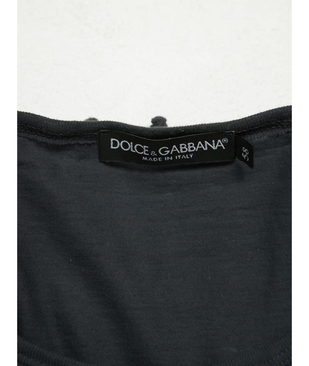 DOLCE&GABBANA Серая хлопковая футболка, фото 3