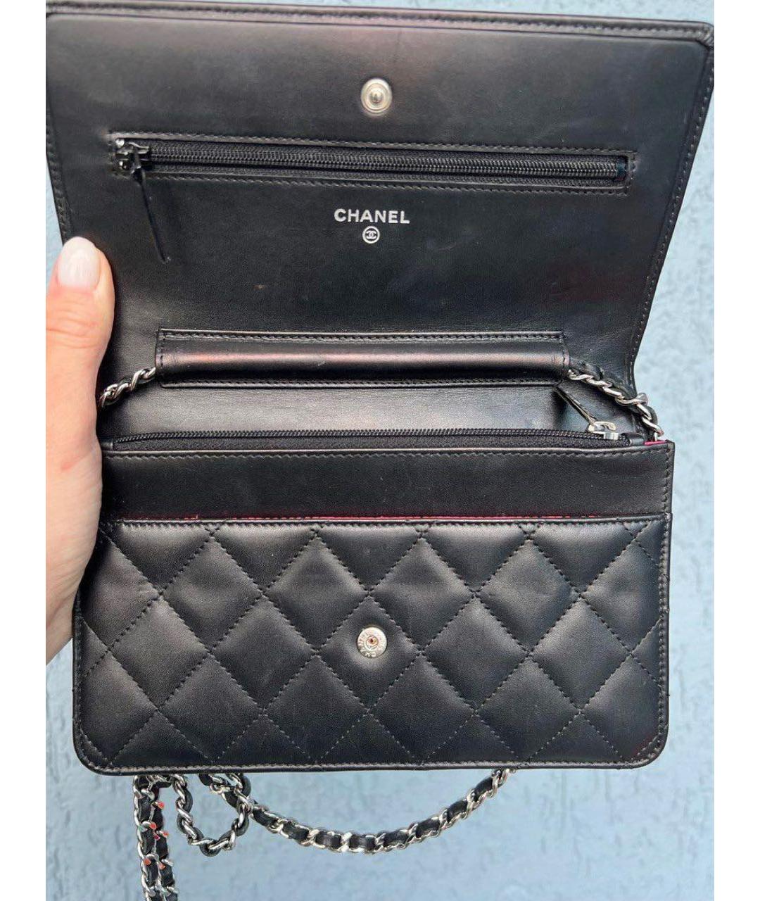 CHANEL PRE-OWNED Черная кожаная сумка через плечо, фото 4